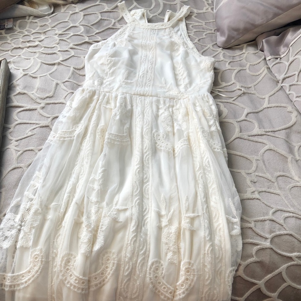 Long lace boho bridal shower dress